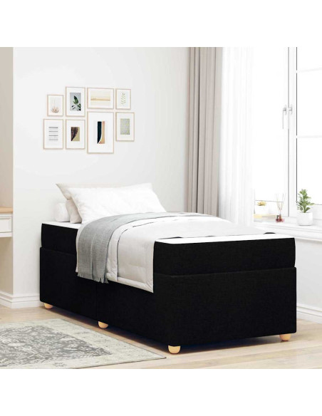 Struttura del letto con materasso Nero 90 x 200 cm Tessuto