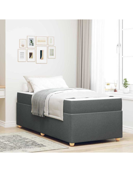 Struttura letto con materasso Grigio scuro 100 x 200 cm Tessuto