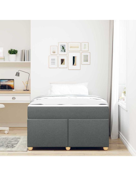 Struttura letto con materasso Grigio scuro 120 x 190 cm Tessuto