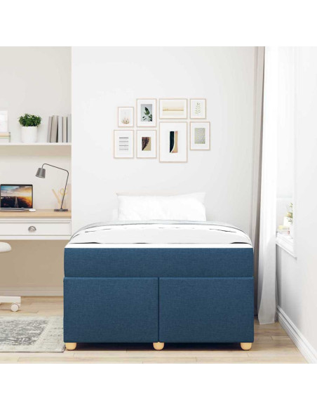 Struttura del letto con materasso Blu 120 x 190 cm Tessuto