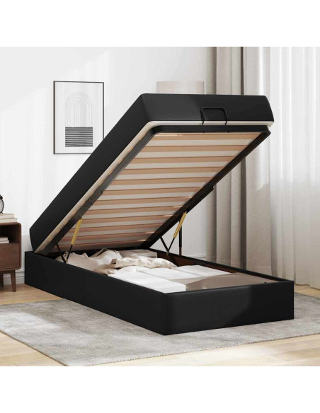 Struttura letto con materasso Nero 100 x 200 cm Pelle sintetica