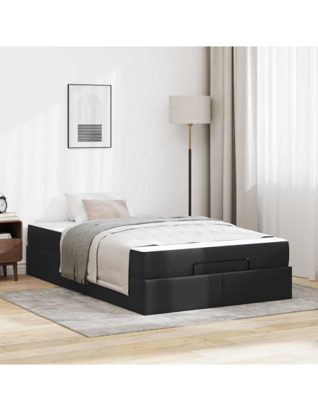 Struttura letto con materasso Nero 120 x 190 cm Pelle sintetica