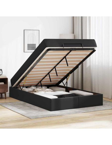 Struttura letto con materasso Nero 120 x 190 cm Pelle sintetica
