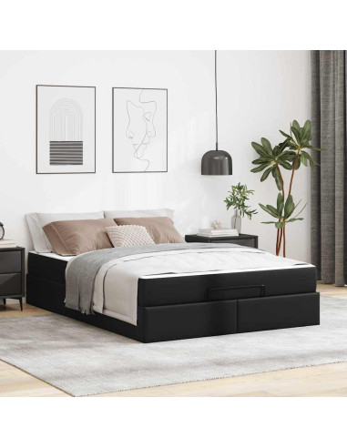 Struttura letto con materasso con materasso 2 pcs Nero PVC