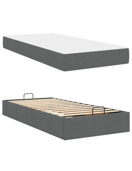 Struttura del letto Grigio scuro 90 x 190 cm Tessuto