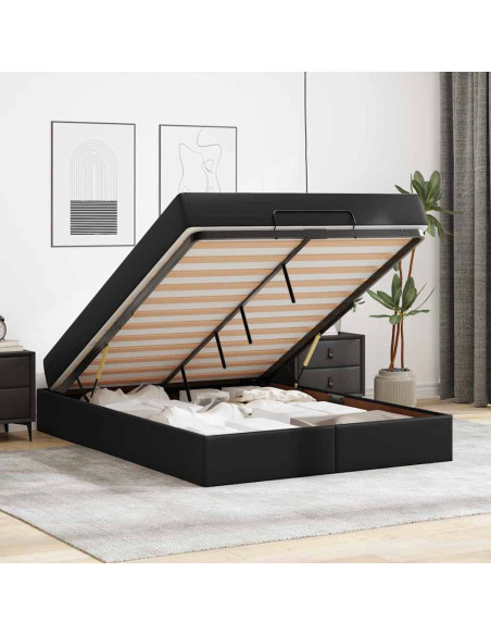 Struttura letto con materasso Nero 160 x 200 cm Pelle sintetica