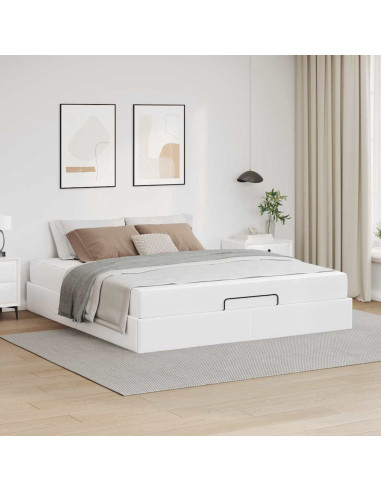 Struttura letto con materasso con materasso 2 pcs Bianco PVC