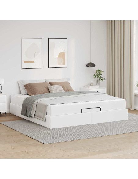 Struttura letto con materasso con materasso 2 pcs Bianco PVC