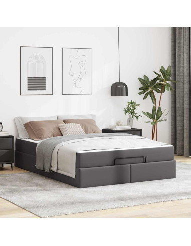 Struttura letto con materasso con materasso 2 pcs Grigio PVC