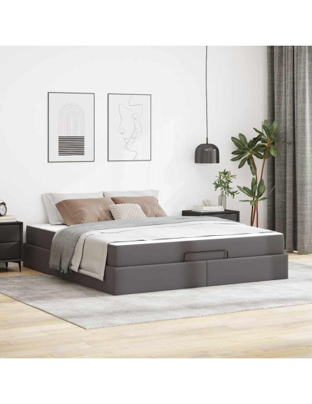 Struttura letto con materasso con materasso 2 pcs Grigio PVC