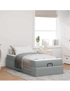 Struttura letto con materasso 2 pcs Grigio chiaro Tessuto 2