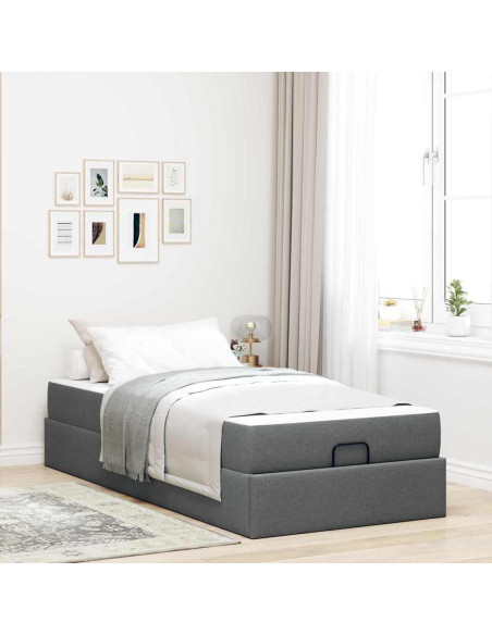 Struttura del letto Grigio scuro 90 x 190 cm Tessuto