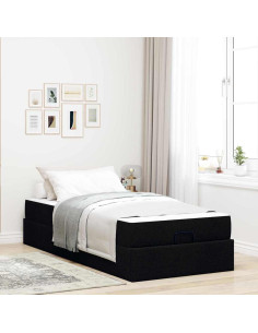 Struttura letto con materasso con materasso 2 pcs Nero Tessuto 2