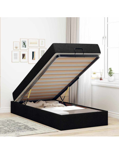 Struttura letto con materasso con materasso 2 pcs Nero Tessuto