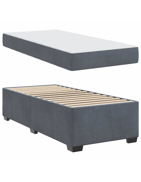 Struttura letto con materasso Grigio scuro 80 x 200 cm Velluto