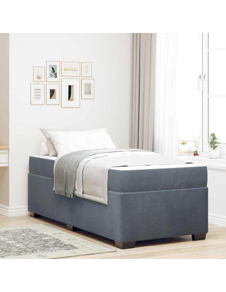Struttura letto con materasso Grigio scuro 80 x 200 cm Velluto