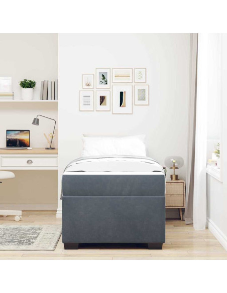 Struttura letto con materasso Grigio scuro 80 x 200 cm Velluto