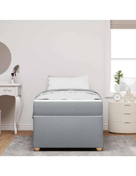Struttura letto con materasso Grigio chiaro 80 x 200 cm Tessuto
