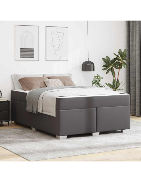 Struttura del letto Altro Grigio 140 x 200 cm Pelle sintetica