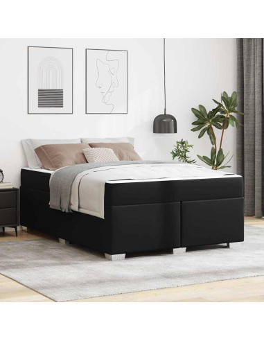 Struttura del letto con materasso Nero 160 x 200 cm Tessuto