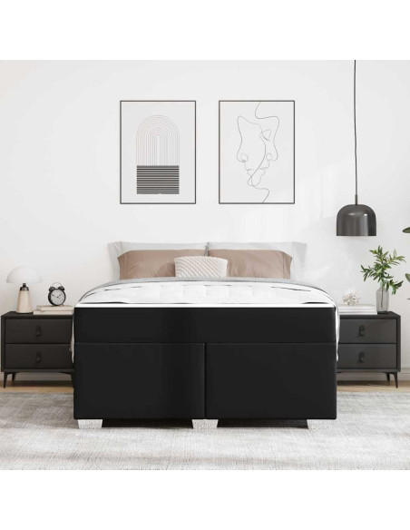 Struttura del letto con materasso Nero 160 x 200 cm Tessuto