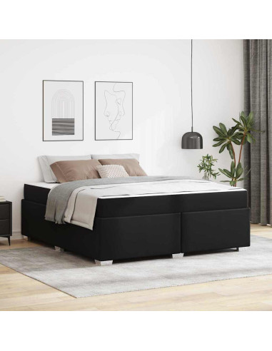 Struttura del letto con materasso Nero 180 x 200 cm Tessuto