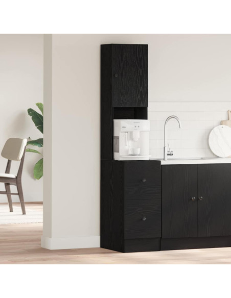 Credenza da cucina con cassetto Rovere Nero 32 x 50 x 180 cm