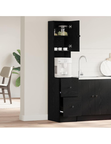 Credenza da cucina con cassetto Rovere Nero 32 x 50 x 180 cm
