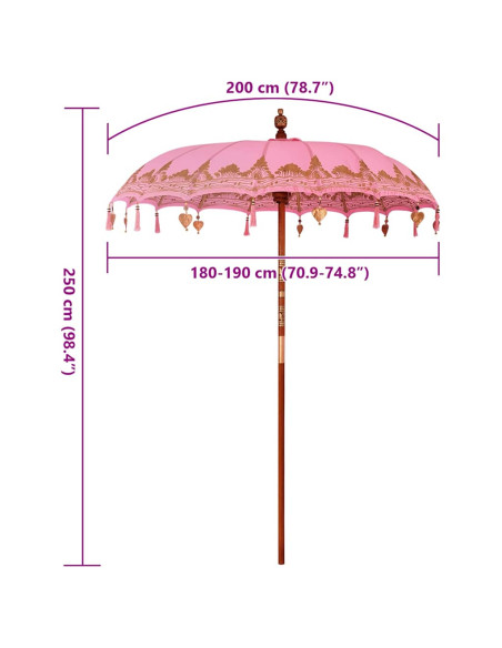 Ombrellone Altro Rosa x 260 cm Cotone e legno massello