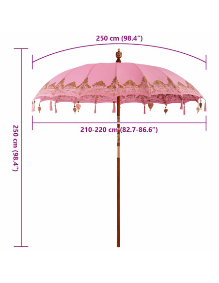 Ombrellone Altro Rosa x 260 cm Cotone e legno massello