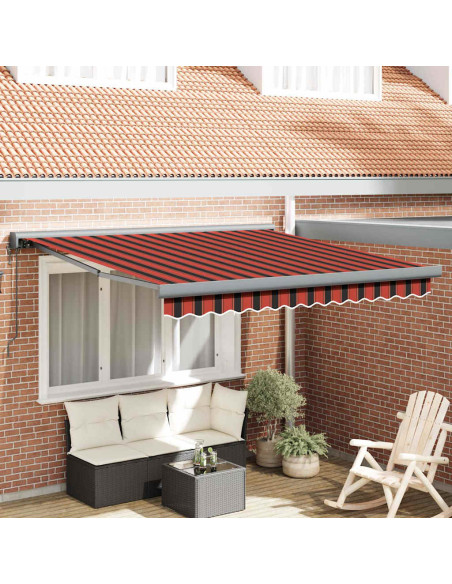 Tenda da sole automatica e retrattile arancione e marrone, 350x250 cm