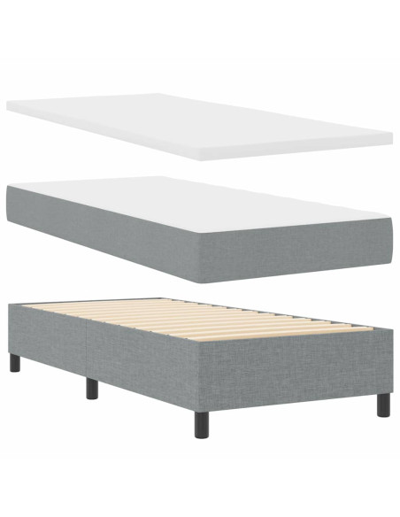 Letto Molle con materasso e luce LED grigia, 90 x 200 cm, tessuto