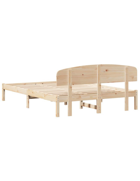 Struttura Letto con Testiera 140x200 cm Legno Massello di Pino