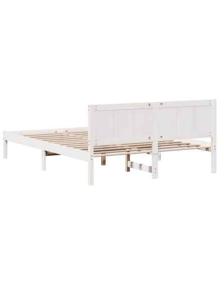 Letto Matrimoniale Bianco in Legno Bianco Legno 160 x 200 cm Durevole
