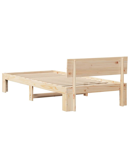 Struttura letto con testiera 75x190 cm in legno massello di pino