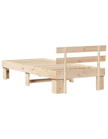 Struttura Letto con Testiera 75x190 cm in Legno Massello di Pino