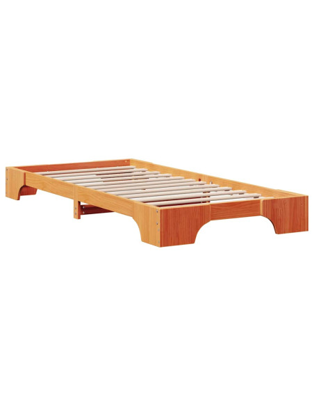 Struttura letto in Legno di Pino Massiccio, Colore Marrone Cerato, 100x200 cm