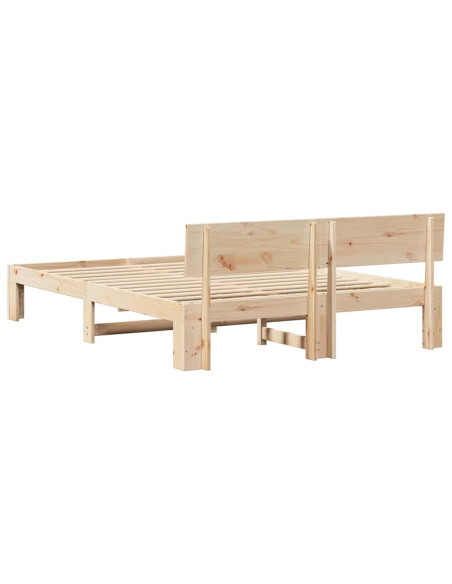 Struttura Letto con Testiera 140x200 cm Legno Massello di Pino