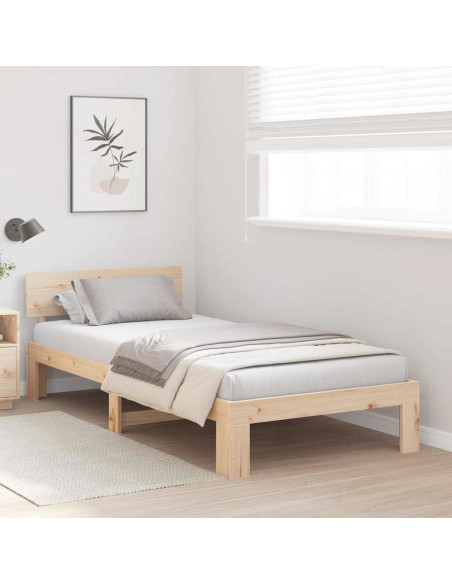 Struttura letto con testiera 75x190 cm in legno massello di pino