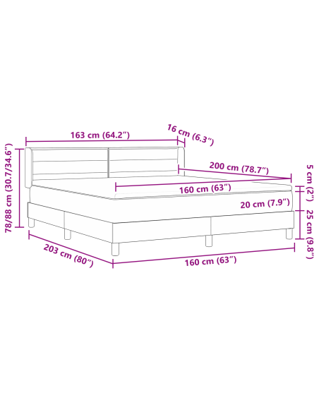 Letto a molle con materasso Nero 200 x 160 cm Poliestere