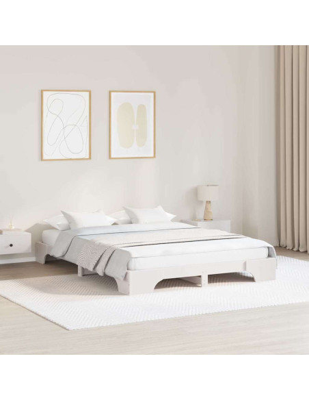 Struttura letto bianca 150x200 cm in legno massello di pino