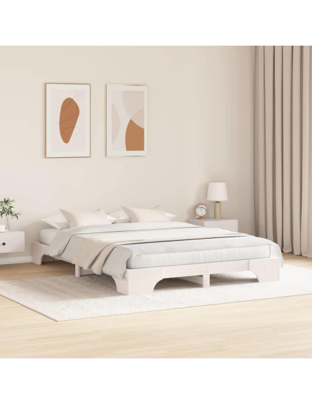 Struttura letto bianca 150x200 cm in legno massello di pino