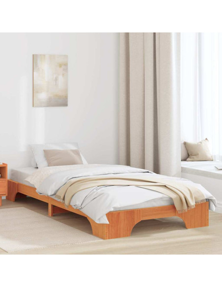Struttura letto in Legno di Pino Massiccio, Colore Marrone Cerato, 100x200 cm