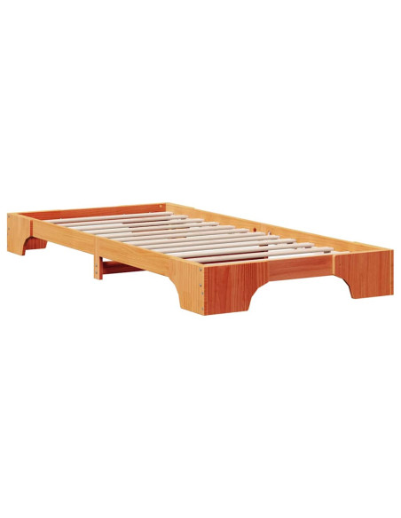 Struttura letto in Legno di Pino Massiccio, Colore Marrone Cerato, 100x200 cm