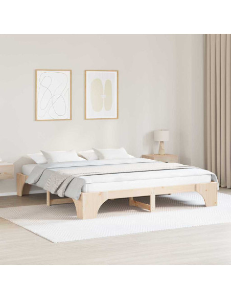 Struttura Letto 200x200 cm in Legno Massello di Pino