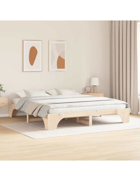 Struttura Letto 200x200 cm in Legno Massello di Pino