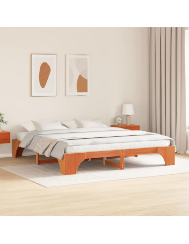 Struttura del letto Marrone cerato 200 x 200 cm Pino massello