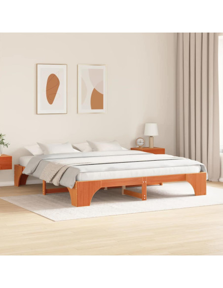 Struttura Letto Marrone Cerato 200x200 cm in Legno di Pino Massello