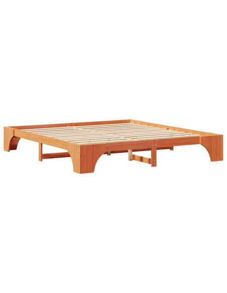Struttura Letto Marrone Cerato 200x200 cm in Legno di Pino Massello