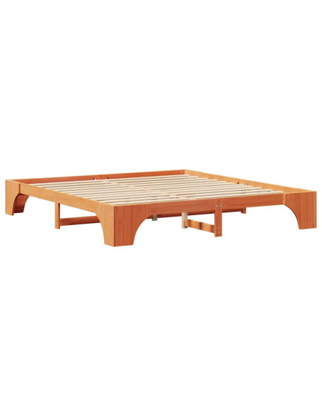 Struttura Letto Marrone Cerato 200x200 cm in Legno di Pino Massello